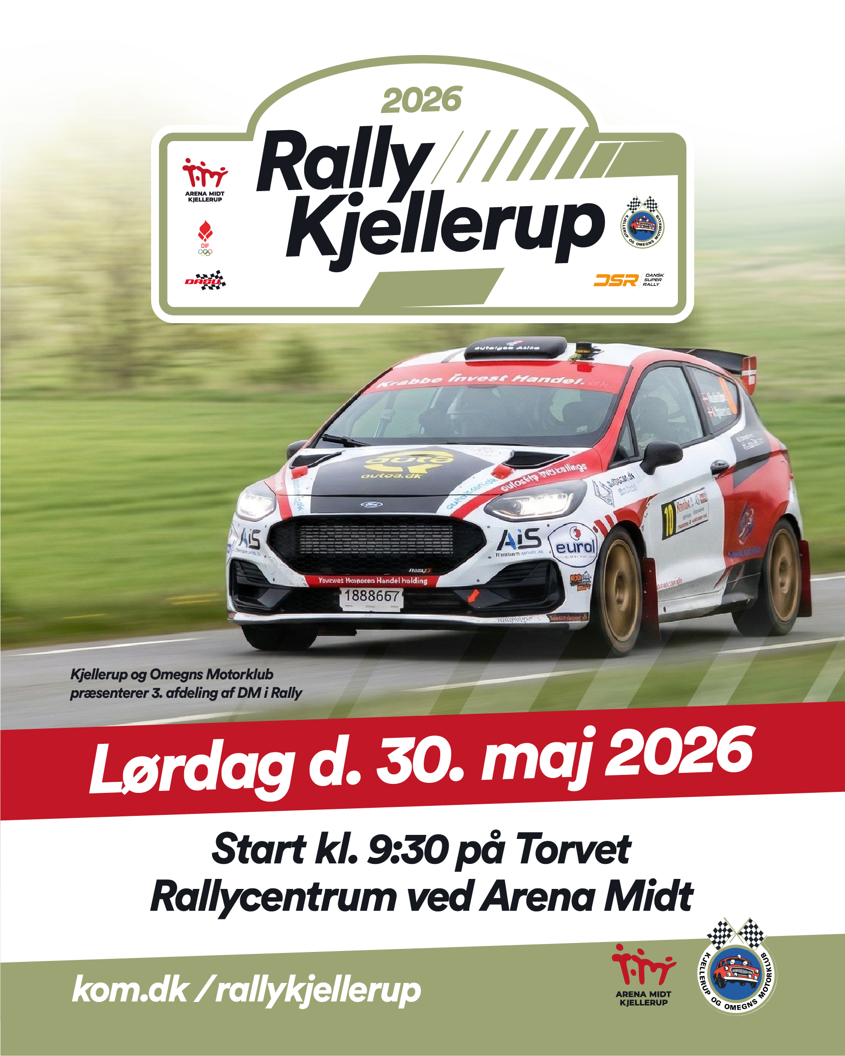 Rally Kjellerup plakat 2026 - 3. afdeling af DM i Rally 2026