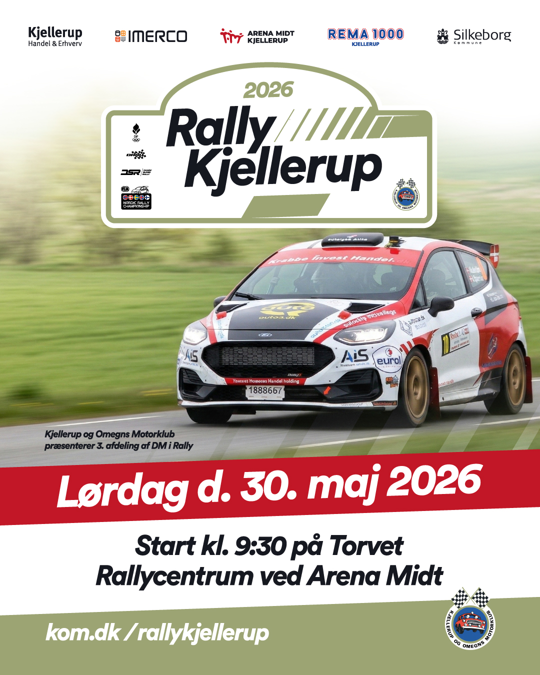 Rally Kjellerup plakat 2026 - 3. afdeling af DM i Rally 2026